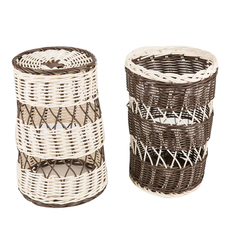 Renel Hot Sale Muti-Color Durable PE Rattan Plastic Trash Can