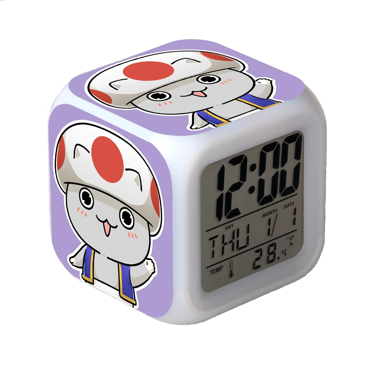 Colorful Color Changing Square Digital Clock Student Children Mute Sleepy Band Temperature Luminous Electronic Alarm Clock