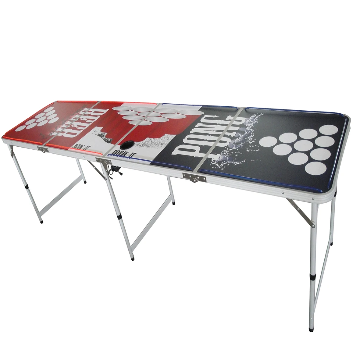 8ft Aluminum Folding Beer Pong Table with bluetooth Music Player