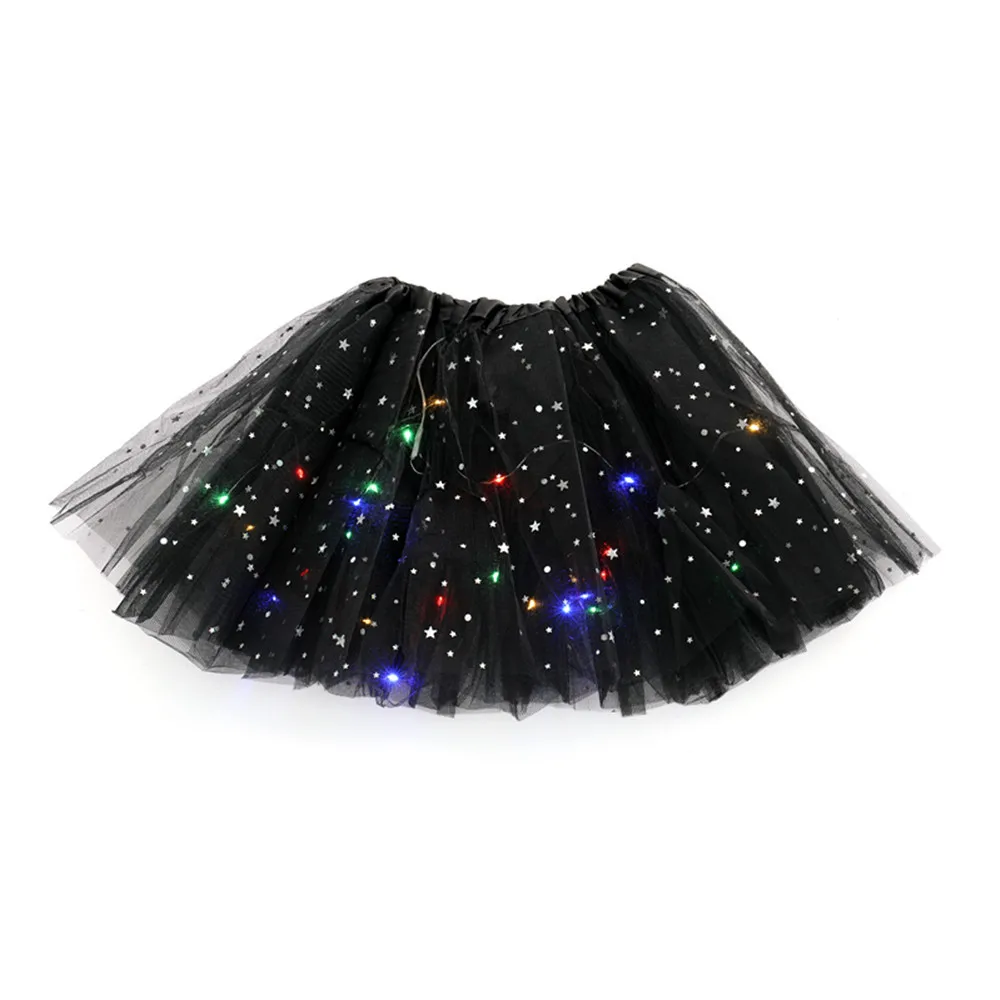 Fancy colorful pink red white short tulle luminous light skirts baby girls birthday party LED tutu skirt for kids