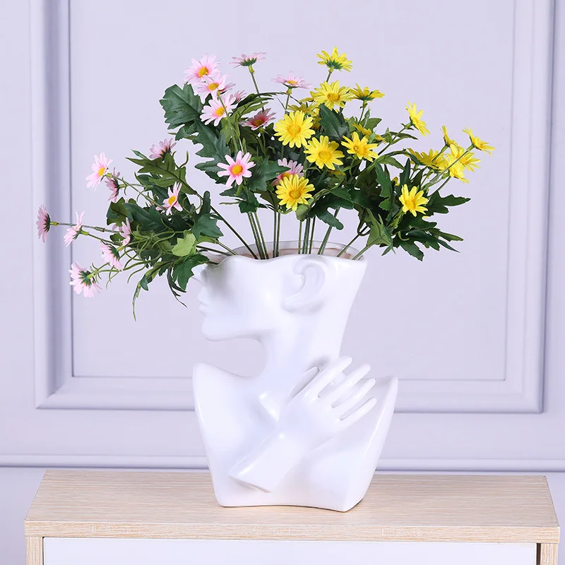 Black Resin Face Vase Head Vase