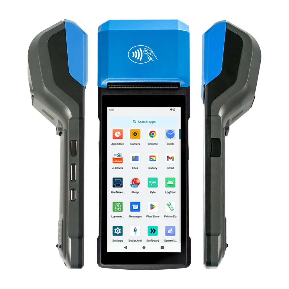 Android 14 8-Core 3+32GB mobile handheld pos lottery receipt printer mini pos machine POS system software for resale