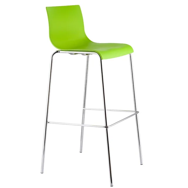 Cheaper Chrome Modern Leg PP Plastic Seating High Bar Chair Stool With Back