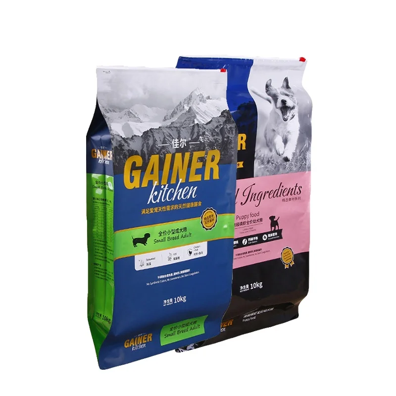 Factory direct sale high quality zipper top dog food packaging bag plastic dog food 50kg 20kg bag