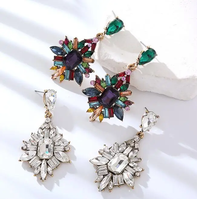 Fashion New Baroque Crystal Studded Beads Big Tassels Luxury Women Earring