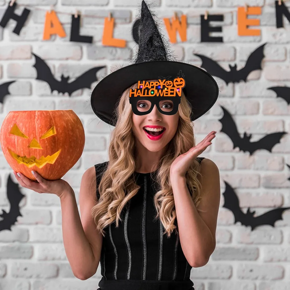 Halloween Thanksgiving Glasses Harvest Festival Party Dressing Ghost Day Party Decoration LED  Turkey Pumpkin  Eyeglasses Frame