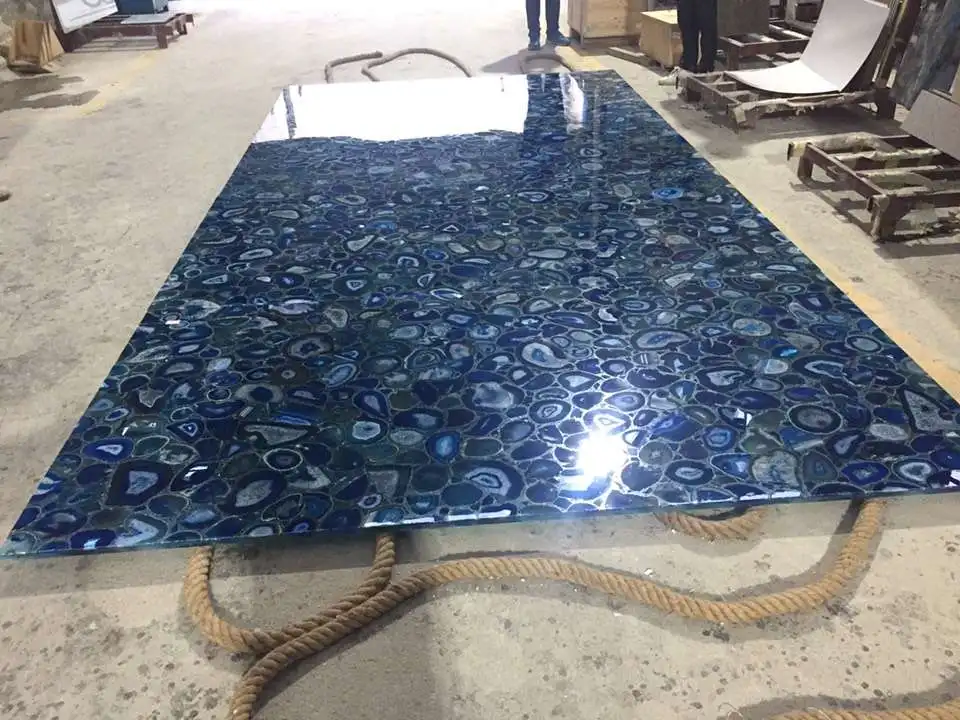 AST OEM/ODM Floor Tile Flooring Cheap Price Brazil Natural Stone Blue Agate Slabs Bathroom Tiles Walls and Floors