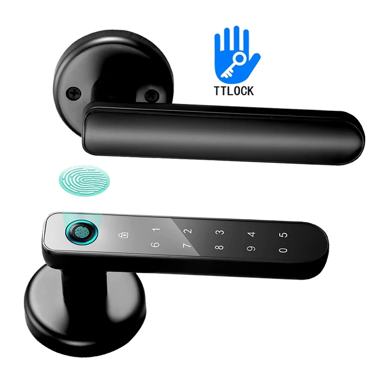 Senleean TTLock APP Mobile Remote Control Smart Fingerprint  Code Number Single Latch Lock Indoor Wooden Door Used