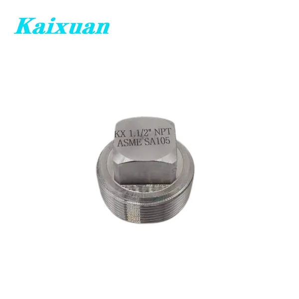 High Pressure Solid Pipe Plug, SUS304 / 316L Stainless Steel Square Head Plug NPT Male Thread Pipe Fitting