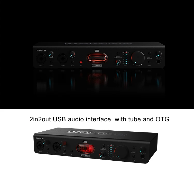 Midiplus Studio Valve Professional 2 In 2 Out High Performance Audio Interface Valve Inside USB Sound Card with Tube and OTG