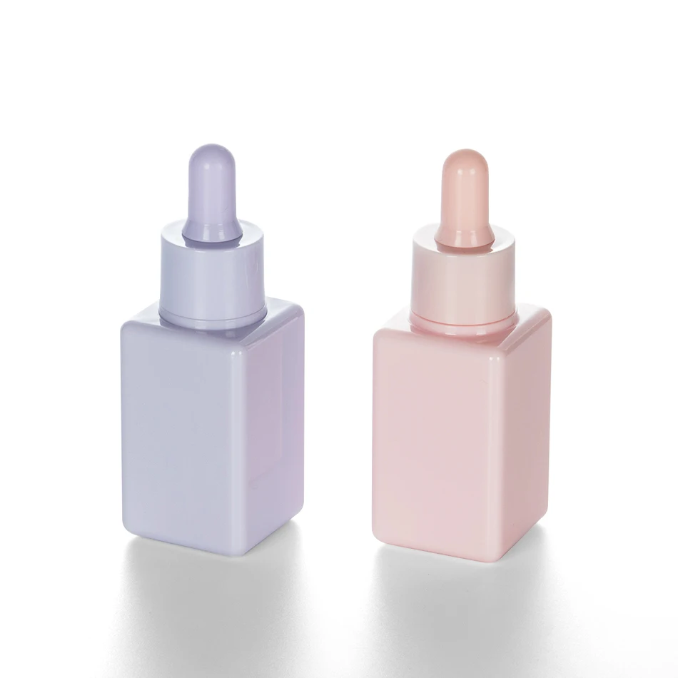 Square Plastic Pet Petg Thick Wall Press Dropper Bottle For Skin care Serum Hair Oil Bottles 30ml