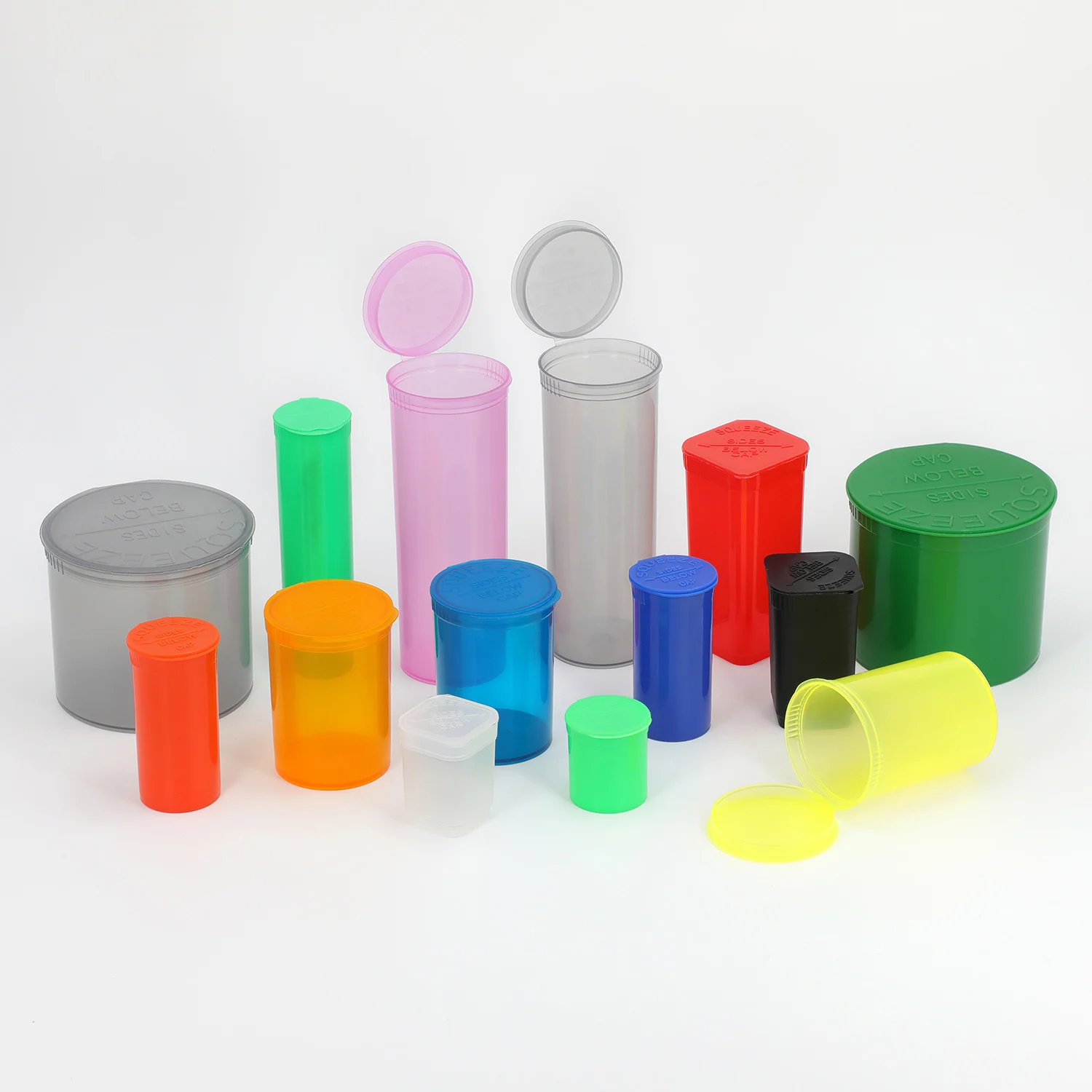 OEM Pop Top Vials Smell Proof Bottle Containers PP Plastic 6Dram 13 Dram 19 Dram 30Dram Squeeze Pill Pop Top Bottle