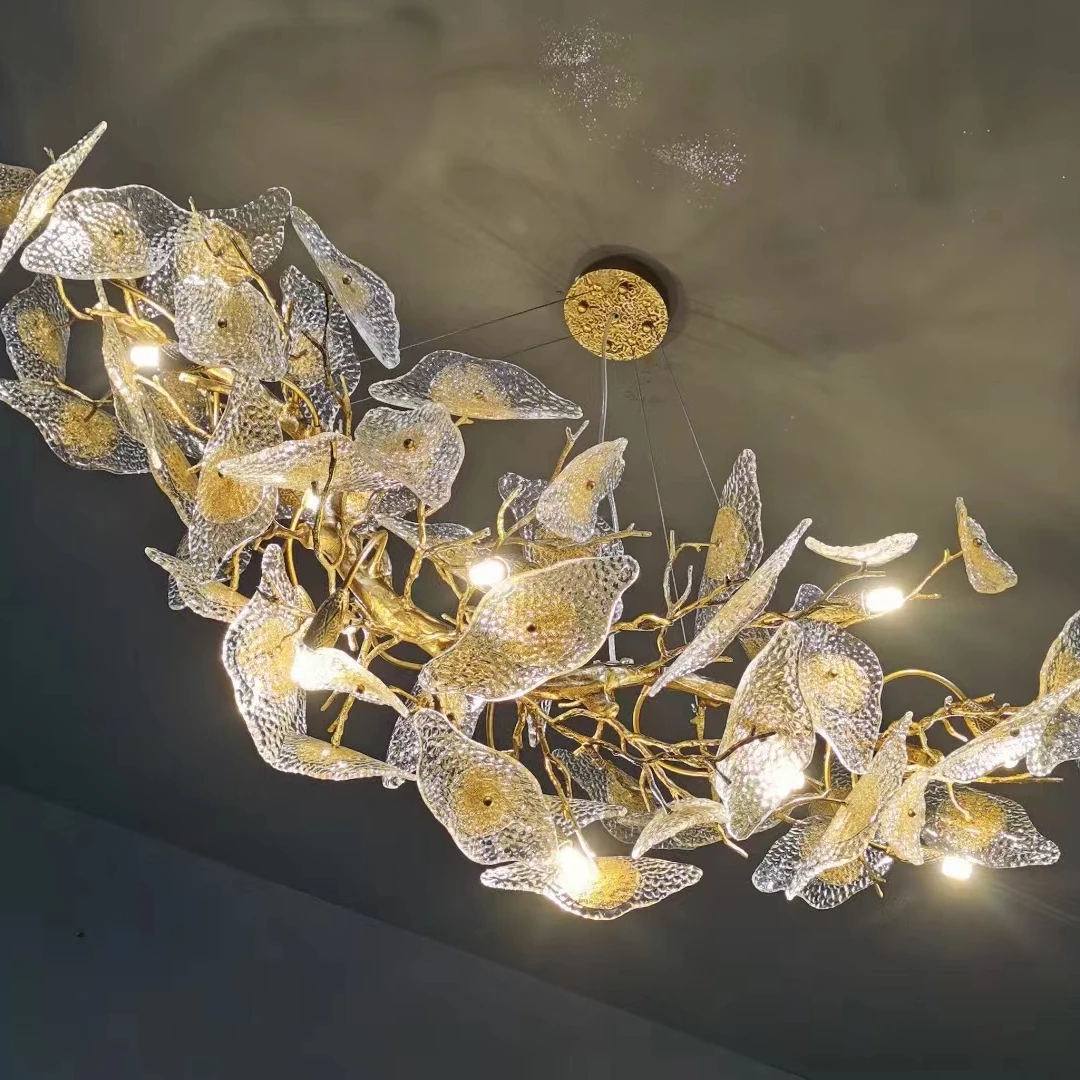 Dining Table Pendant Lighting Modern Banquet Hall Large Ginkgo Page Chandelier