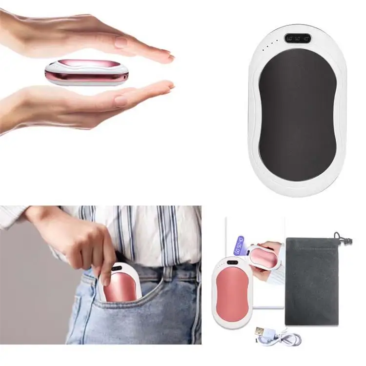 2022 Pocket Wholesale Hot Portable Reusable Hand Warmer Power Bank Dual Electric Hand Warmer Rechargeable Hand Warmer