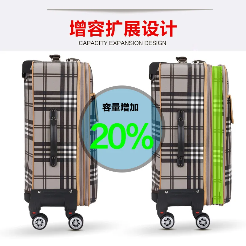 2024 Popular PU Travelling Hand Luggage Bag Password Travel Box Business Spinner Wheels Suitcase Trolle