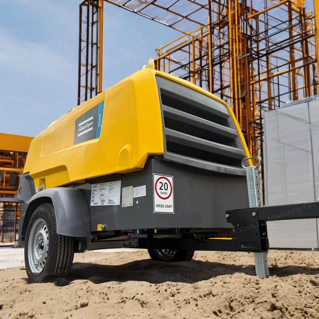 Atlas Copco XAS78KD Mobile Diesel Engine Air Compressor Machine 160CFM 7bar Portable Lubricated Mine Industries Gas