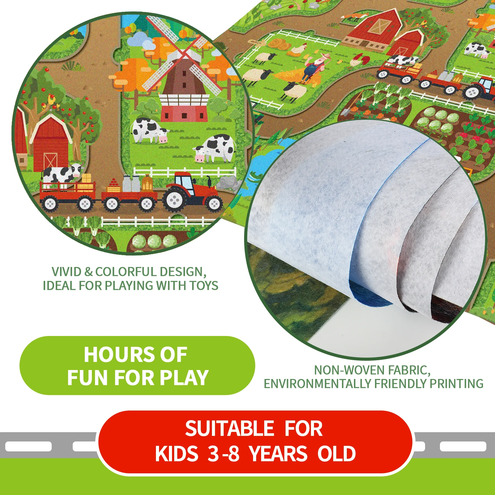 Sunq Factory Price 2023 New Arrive 37Pcs Farm Set Realistic Animal Figures Diecast Car Toy Tractor For Kids With Play Mat