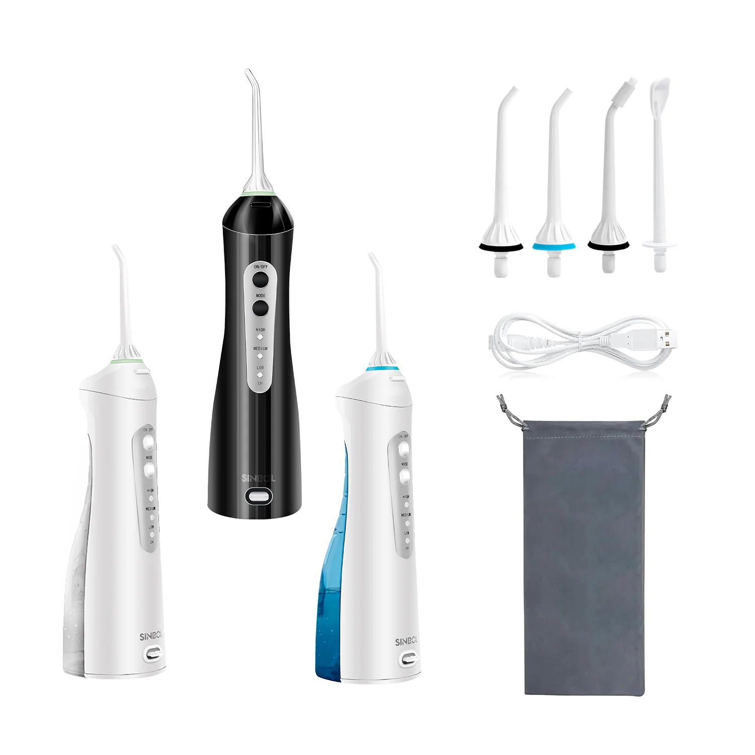 SINBOL Private Label Waterproof Water Pick Teeth Cleaner Flosser Dental Electric Travel Tooth Cleaning Water Dental Flosser