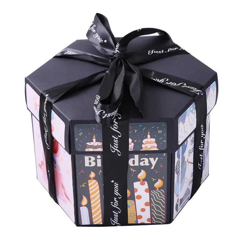 Best Seller Gift Box Hexagon Large DIY Christmas Birthday Explosion Box for Photo Storage