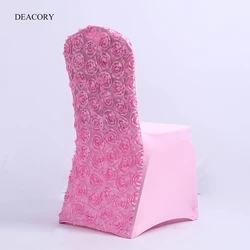 DEACORY wholesale banquet polyester fiber stretch spandex jacquard weave dining chair cover for wedding decoration