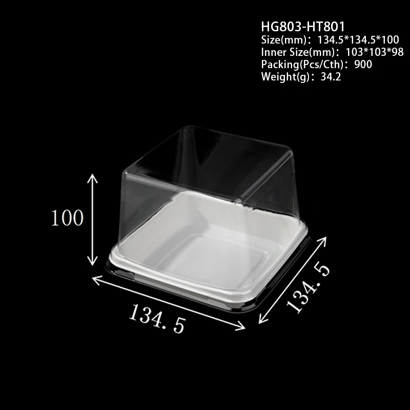 BRC Clear Cheese Cake Take Away Large Cake Slice Square Container Tiramisu Dessert PET Box with Clear Lids