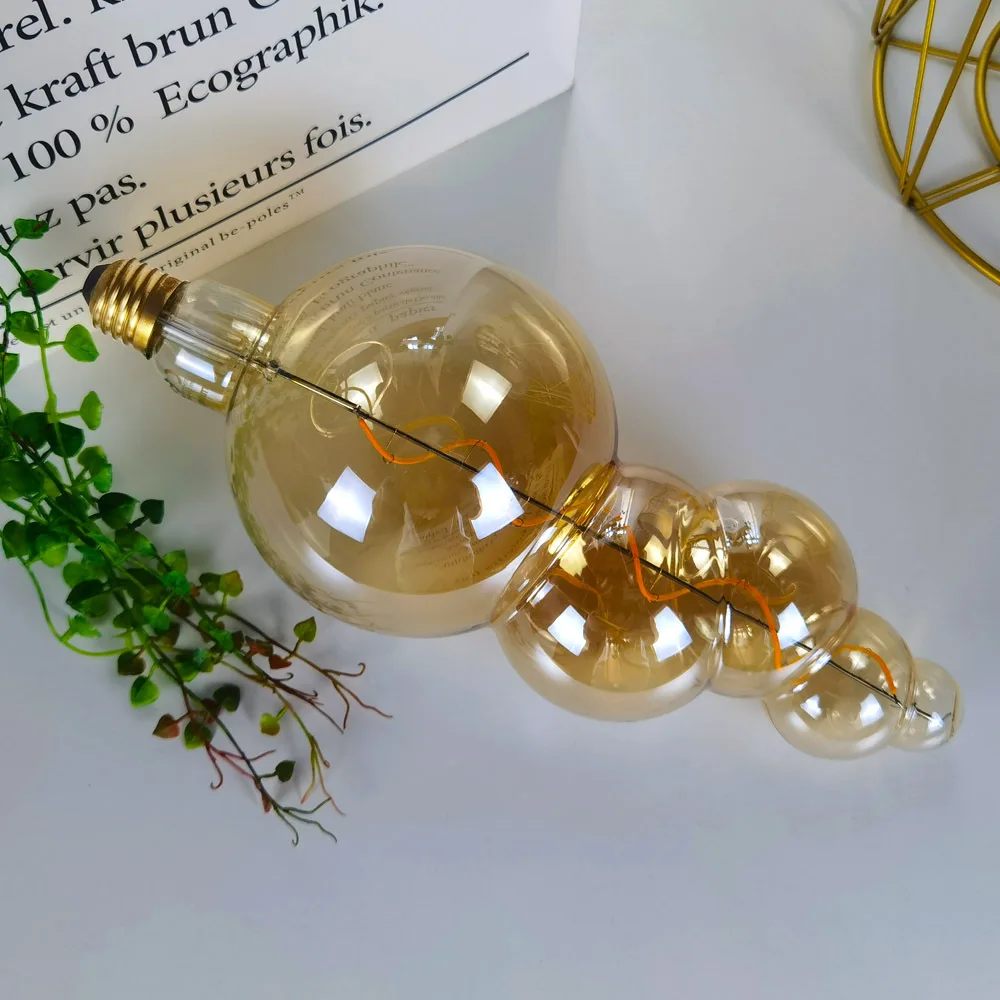 LED Soft Filament Special-Shaped Creative Light Bulb Retro Decorative Lighting Warm E27 Screw Large Size Antique Chandelier Lamp