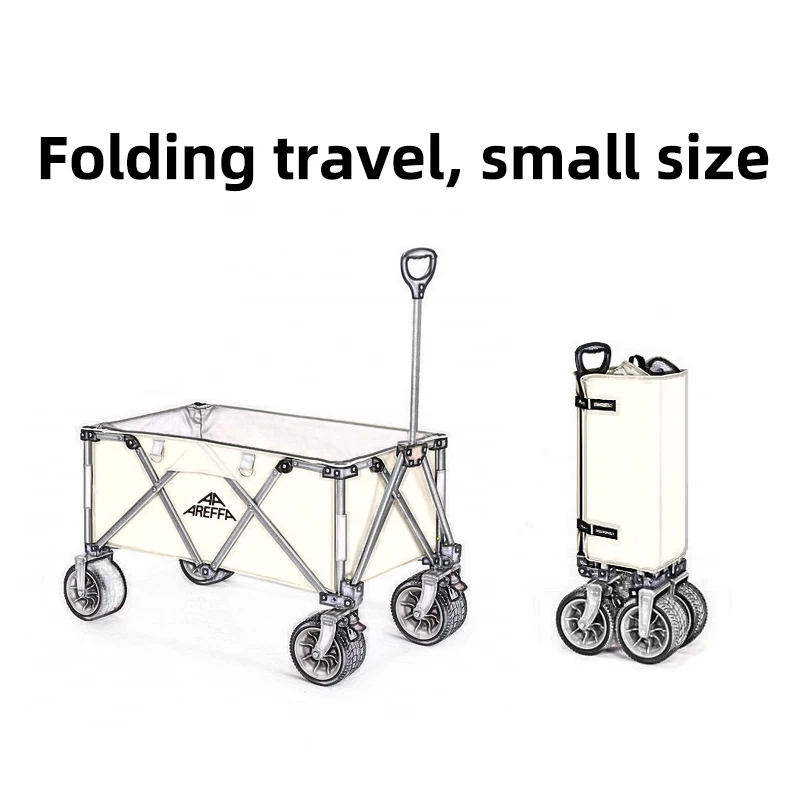 AREFFA Collapsible Outdoor Utility Wagon With Folding Portable Garden Wagon Camping Wagon Cart