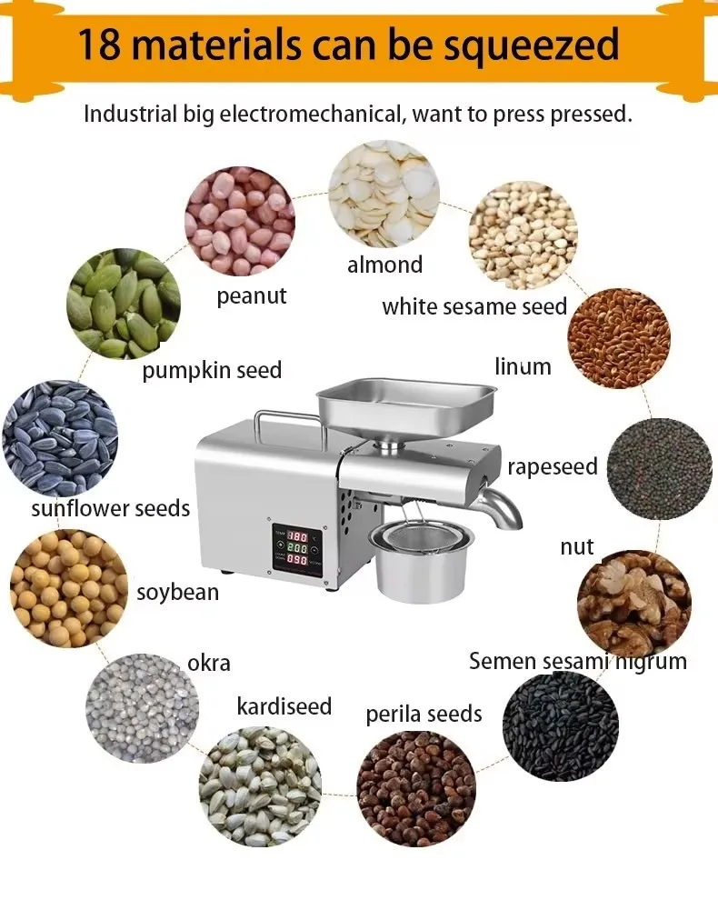 Home Use Various Grain Seed Oil Making Machine Oil expeller Presser Peanut Soybean Sesame Sunflower Screw cold Oil Press Machine