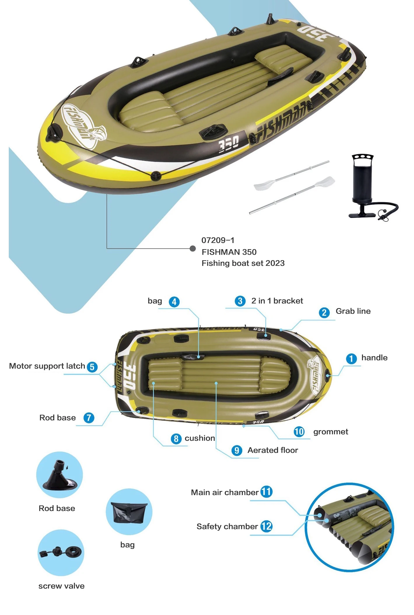Outdoor folding thickened wear-resistant kayak automatic inflatable rubber boat hovercraft