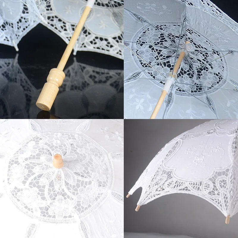 LOTUS Lace Parasol Umbrella Vintage Wedding Bridal Lace Umbrella for Decoration Photo Tea Party Adult Size Cotton Pongee Cartoon