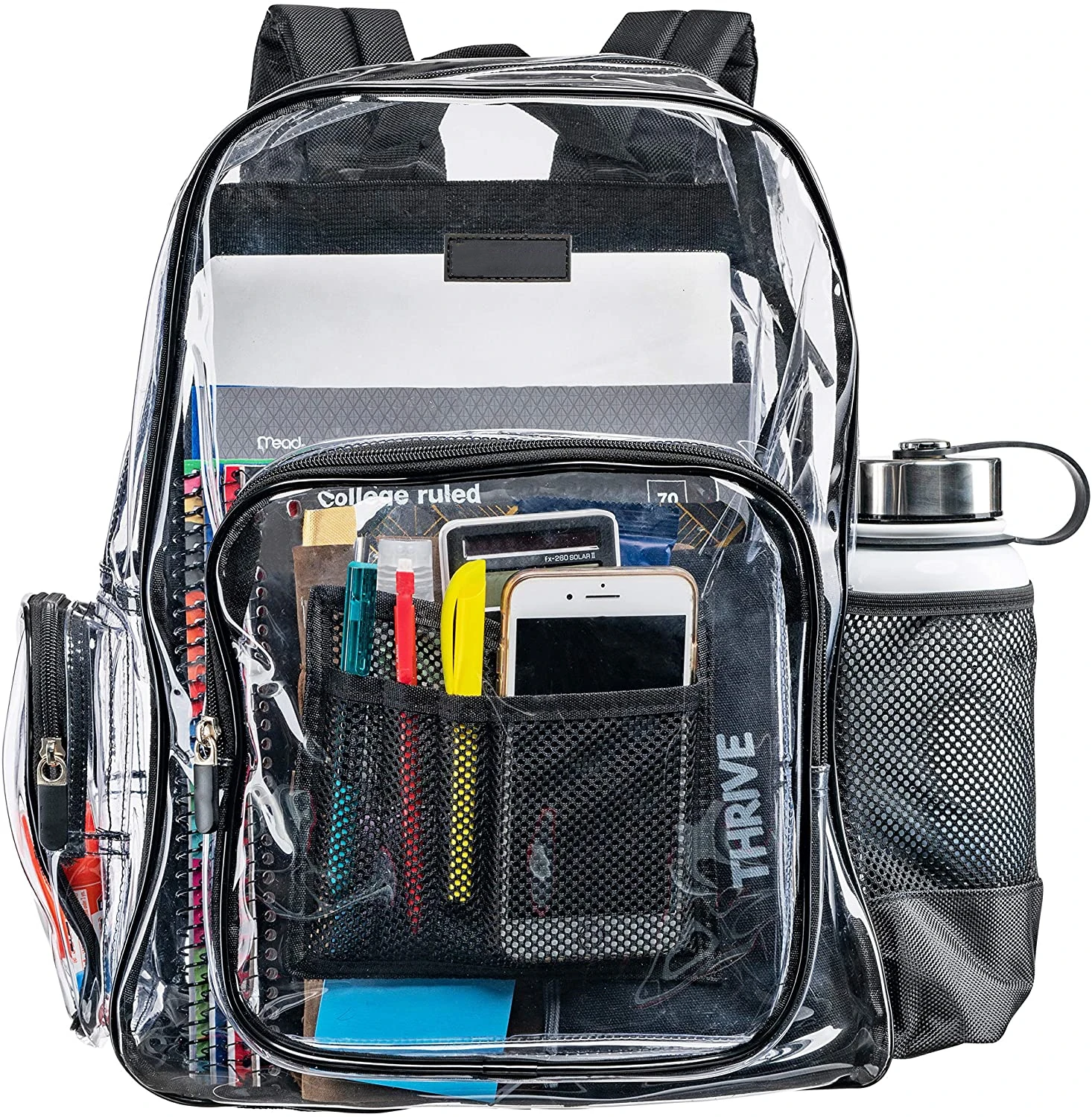 Heavy Duty Large Capacity See Through Backpack Clear BookBag PVC Transparent School Backpack College Clear Backpack