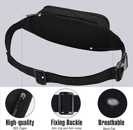 Anti-theft large size running waist belt bumbags for men women travel or running walking
