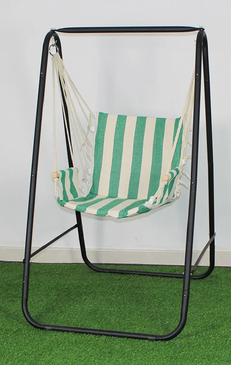 Outdoor And Indoor Folding Hanging Stripes Hammock Swing Chair With Stand Rope Camping In Garden Patio Bedroom Gazebo