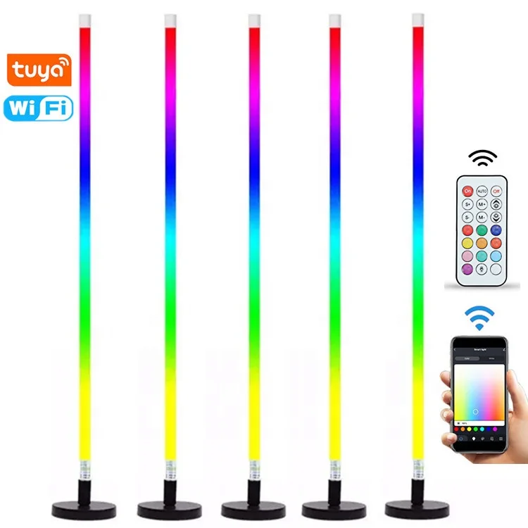 Custom LOGO wifi smart light tuya APP waterproof wireless battery powered RGB led pixel tube stand light
