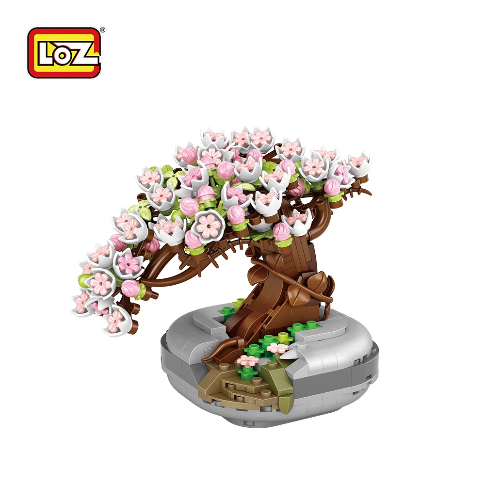 LOZ Cherry Blossom Tree Building Block Sets Tree House Bricks Micro  Assembling Sakura potted model mini blocks