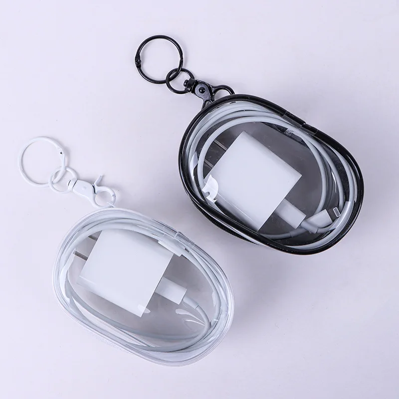 New PVC Data Cable Storage Bag Transparent Multi functional Mini Portable Charger Storage Bag Earphone Storage Box