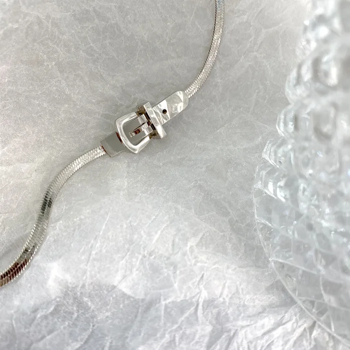 Simple Fashion Design Snake Bone Necklace Chain Titanium Steel Belt Buckle Necklace