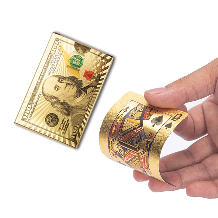 New Dollar Porker Waterproof Gold Foil Plastic PVC Playing Cards