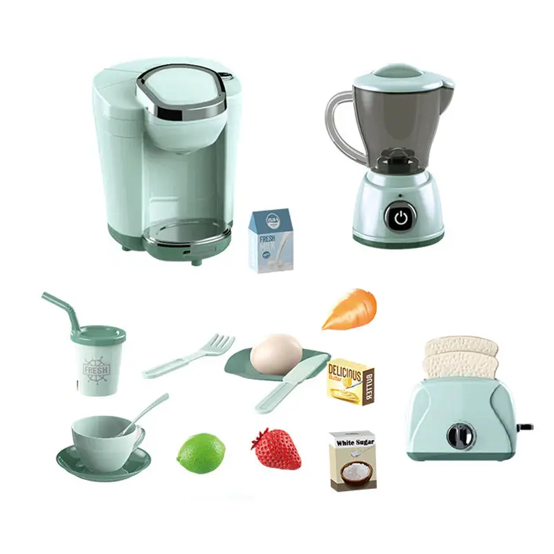 KSF Juice Maker Coffee Bread Machine Girls Plastic Home Appliance Toys Kitchen Set Pretend Play Plastic Toys for Kids Unisex ABS