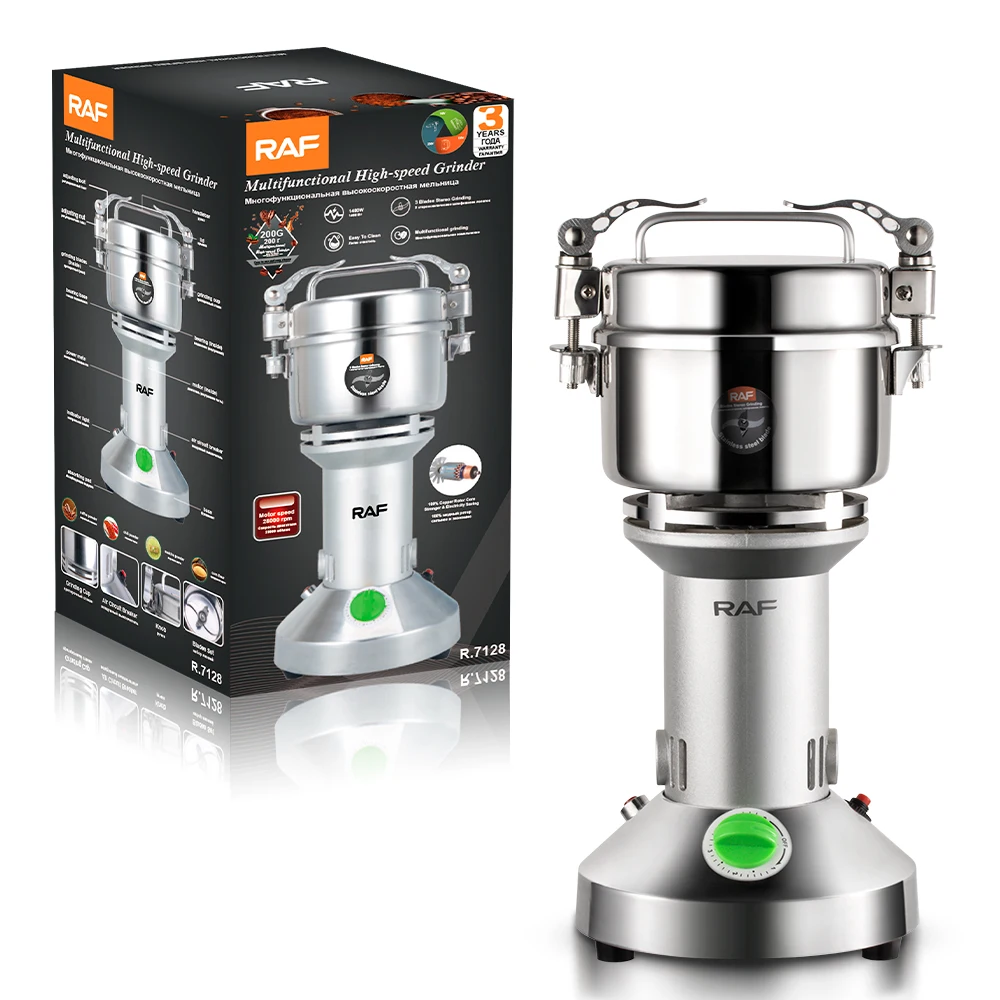 RAF Electric Nut Powder Making Machine 200G Spicy Pepper Spice Nuts Mill Stainless Steel Grain Grinder Flour Mill