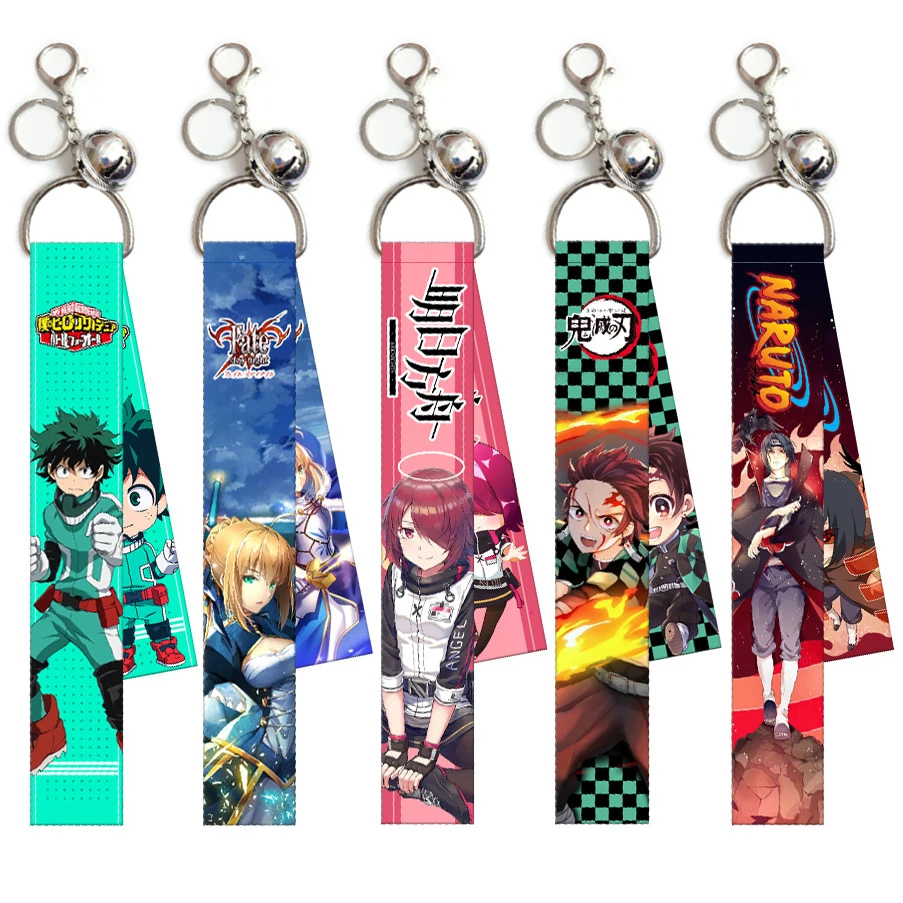 Japanese Anime My Academia Demon Slayer Kimetsu No Yaiba Lanyard Keychain