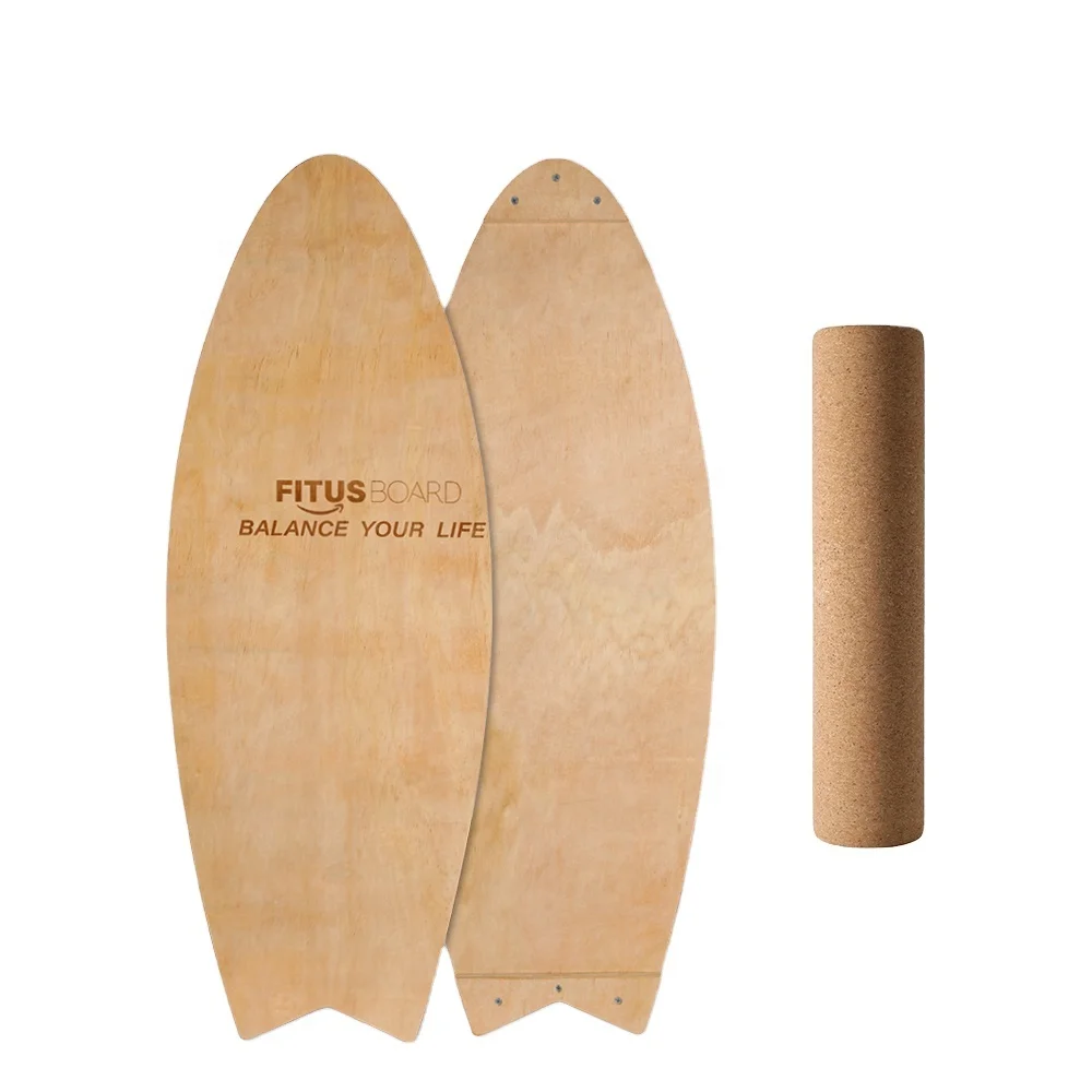 
FITUS Wooden Balance Board With Cork Roller Seesaw Board For Skate and Surfing Exercise 