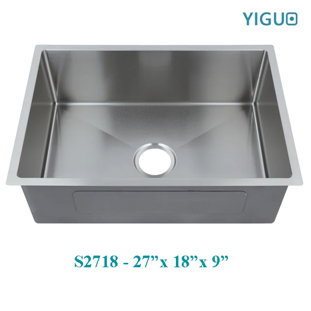 Customizable No faucet Brushed OEM Square undermount installation type 304 stainless steel handmade kitchen sink 2318