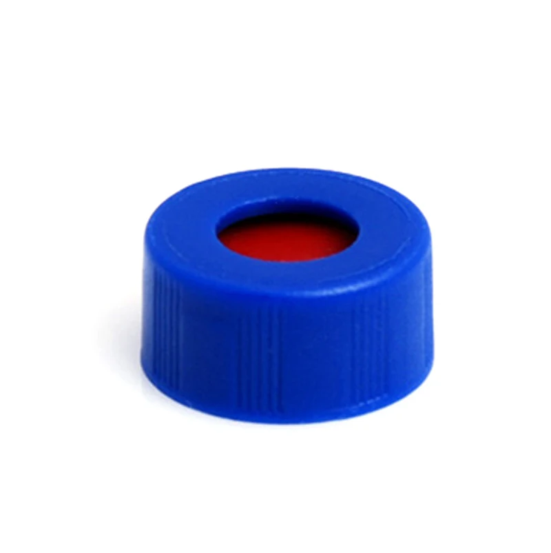 9mm Blue Screw Cap Closed Bonded Top Cap PTFE/Rubber Liner 100-pk for 9-425 vials