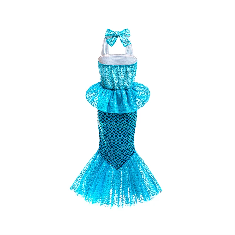 HIPPO KIDS Sequined Mermaid Dress with a Bow Kids Costumes Halloween