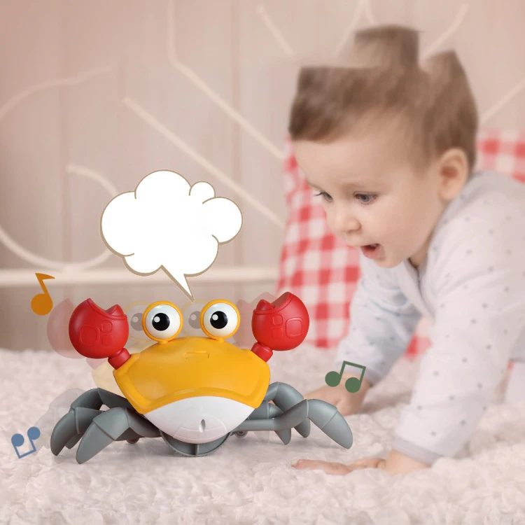 Upgraded Baby Musical Crab Squeaky Walking Crawling Electric Walking Sensor Crab Moving Crab Baby Toy