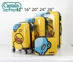 Wholesale Custom Cartoon Luggage Personalized Fashion Full Printing PC Hard Side Trolley Cabin Suitcase With Beauty Case