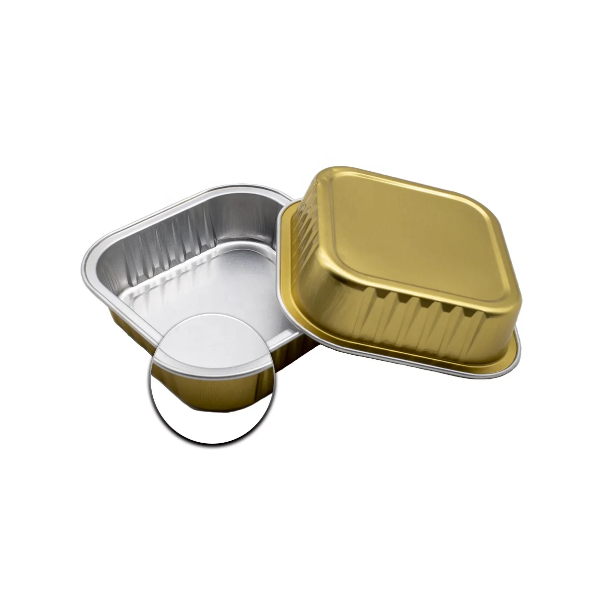 Z125 Square Aluminum Foil Pan 90*90*24 mm Food Grade Tray 125 ml Small Container with Foil Lid for Sauce Honey Food Packaging