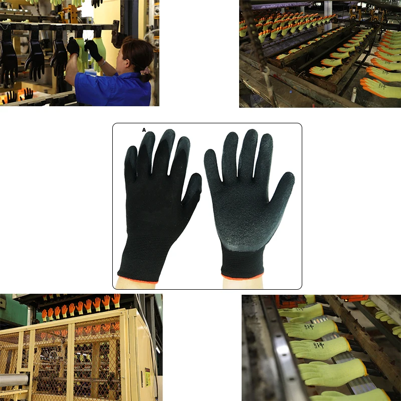 Wholesale Breathable Latex Crinkle Coated  Safety Working Gloves with Latex Palm for Gardening Digging and Planting