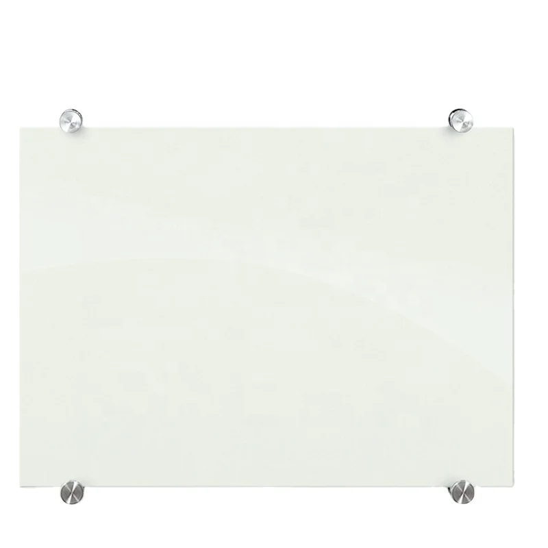 popular magnetic wall mounted notice glass board with customized colour and glass clamp installed for school